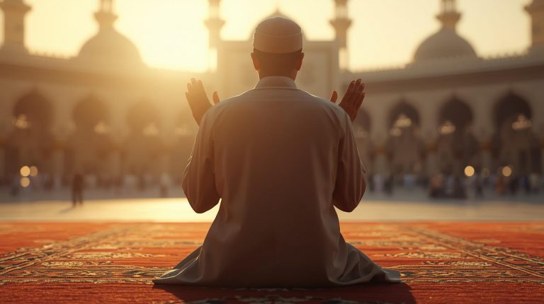 create a image of a muslim praying salah