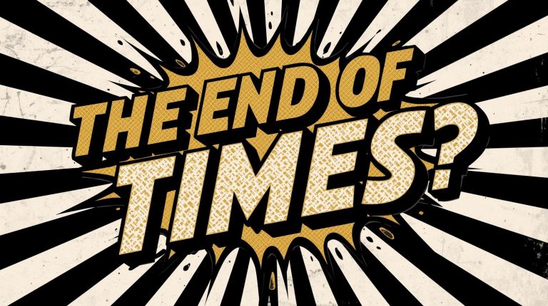 create the heading the end of times is coming_ in black white and gold colour