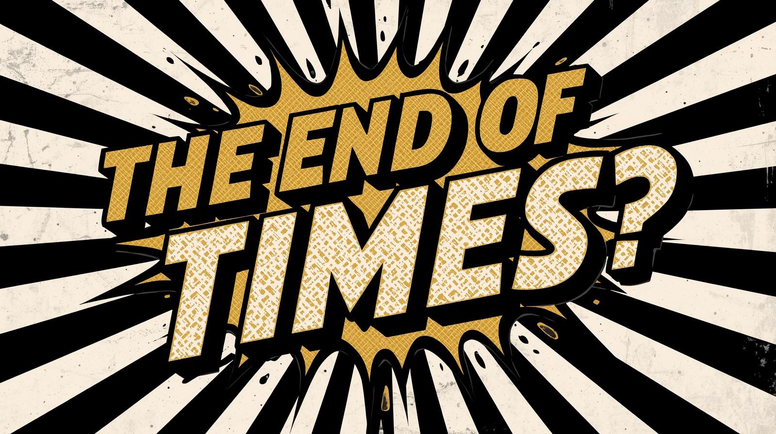 create the heading the end of times is coming_ in black white and gold colour